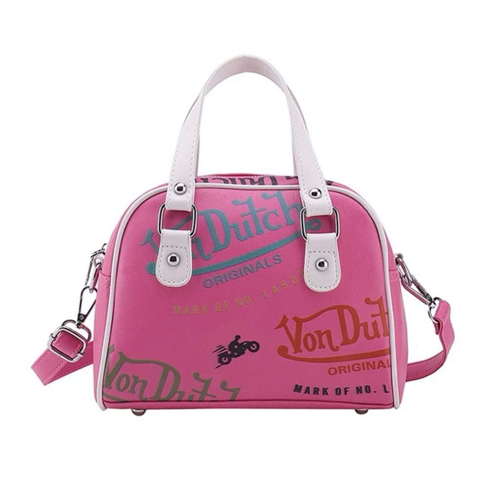 Hot Pink Von Dutch Women Leather Purse Crossbody HTote Women Cross Shoulder